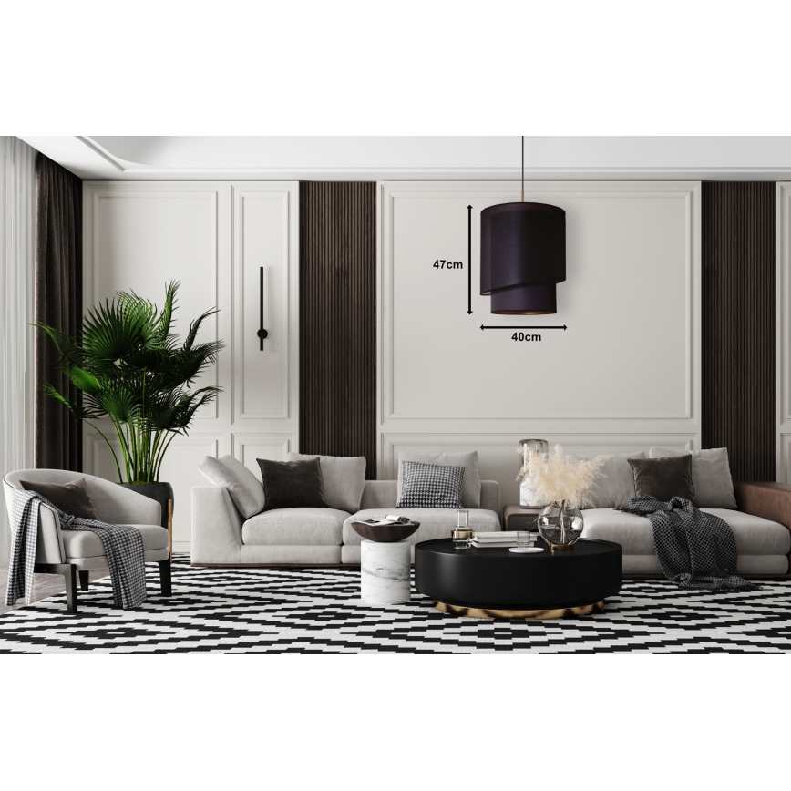 Duolla - Csillár zsinóron PARIS 1xE27/15W/230V á. 40 cm fekete/arany