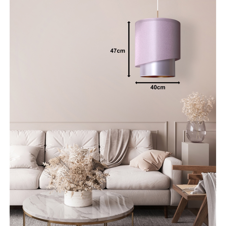 Duolla - Csillár zsinóron PARIS 1xE27/15W/230V á. 40 cm rózsaszín/ezüst/réz