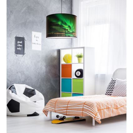 Duolla - Csillár zsinóron PRINT L 1xE27/40W/230V átm. 45 cm zöld