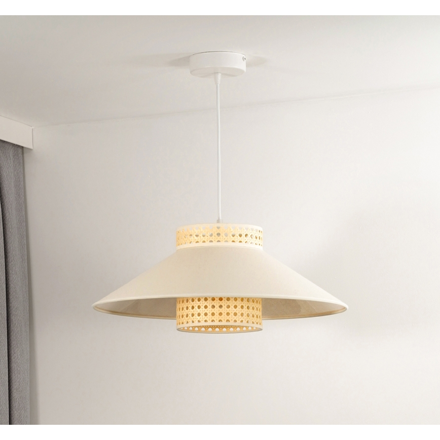 Duolla - Csillár zsinóron RIO RATTAN 1xE27/15W/230V átm. 45 cm bézs/rattan