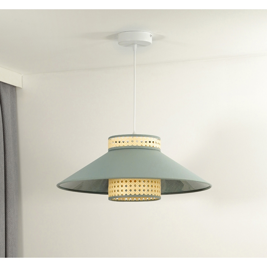 Duolla - Csillár zsinóron RIO RATTAN 1xE27/15W/230V átm. 45 cm zöld/rattan
