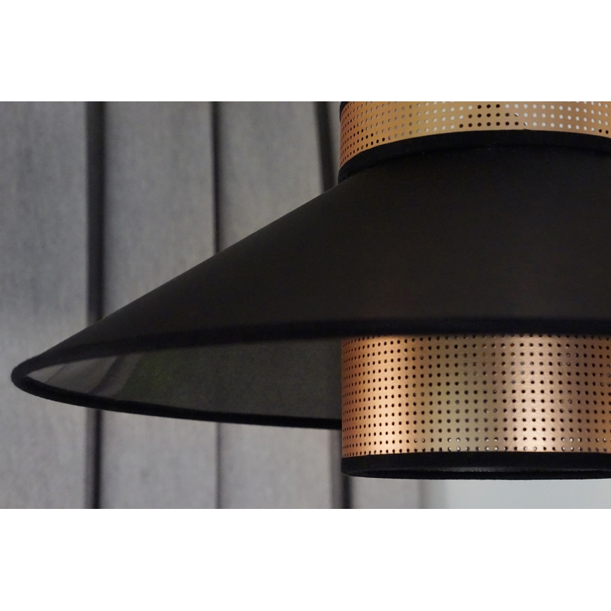 Duolla - Csillár zsinóron RIO SHINY 1xE27/15W/230V átm. 45 cm fekete/réz