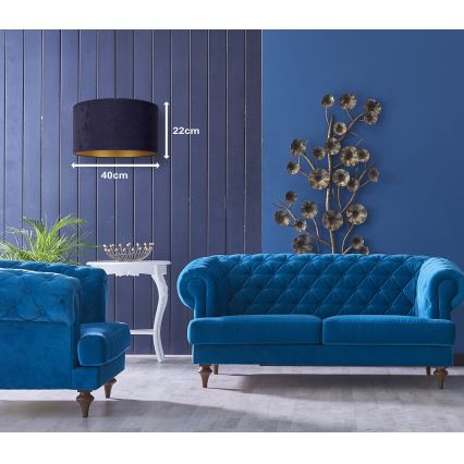 Duolla - Csillár zsinóron ROLLER 1xE27/15W/230V átm. 40 cm kék/arany