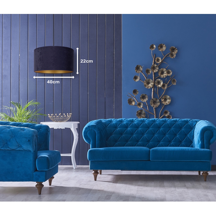 Duolla - Csillár zsinóron ROLLER 1xE27/15W/230V átm. 40 cm kék/arany