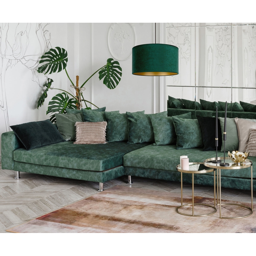 Duolla - Csillár zsinóron ROLLER 1xE27/15W/230V átm. 40 cm sötétzöld/arany