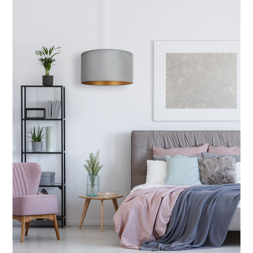 Duolla - Csillár zsinóron ROLLER 1xE27/15W/230V lámpa átm. 40 cm zöld/arany