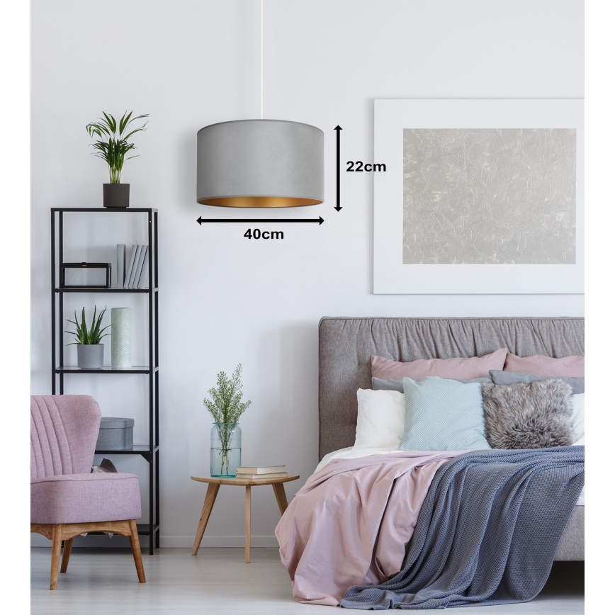 Duolla - Csillár zsinóron ROLLER 1xE27/15W/230V lámpa átm. 40 cm zöld/arany