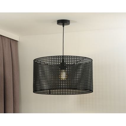 Duolla - Csillár zsinóron ROLLER RATTAN 1xE27/15W/230V átm. 45 cm fekete