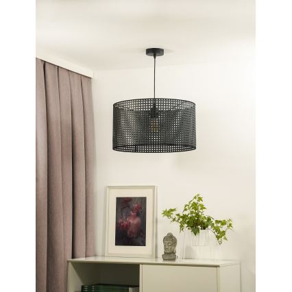 Duolla - Csillár zsinóron ROLLER RATTAN 1xE27/15W/230V átm. 45 cm fekete