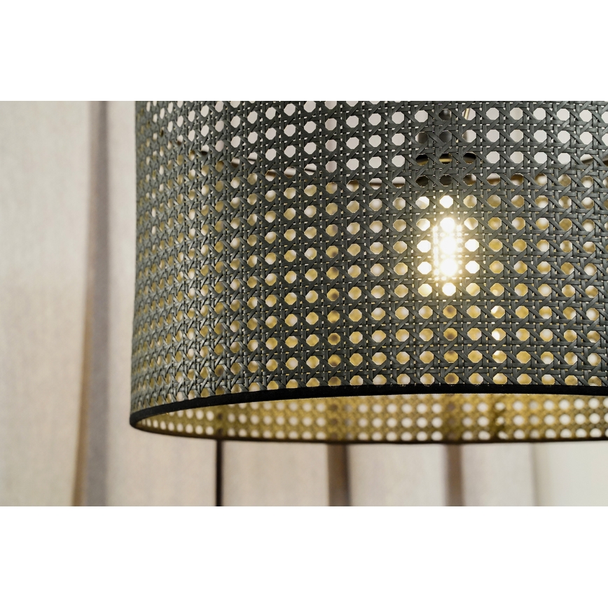Duolla - Csillár zsinóron ROLLER RATTAN 1xE27/15W/230V átm. 45 cm fekete