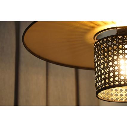 Duolla - Csillár zsinóron TOKYO RATTAN 1xE27/15W/230V átm. 50 cm arany/fekete