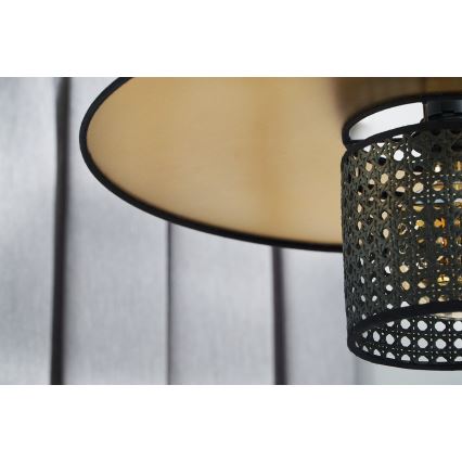 Duolla - Csillár zsinóron TOKYO RATTAN 1xE27/15W/230V átm. 50 cm arany/fekete