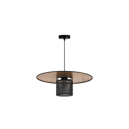 Duolla - Csillár zsinóron TOKYO RATTAN 1xE27/15W/230V átm. 50 cm arany/fekete