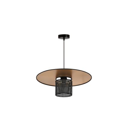 Duolla - Csillár zsinóron TOKYO RATTAN 1xE27/15W/230V átm. 50 cm arany/fekete