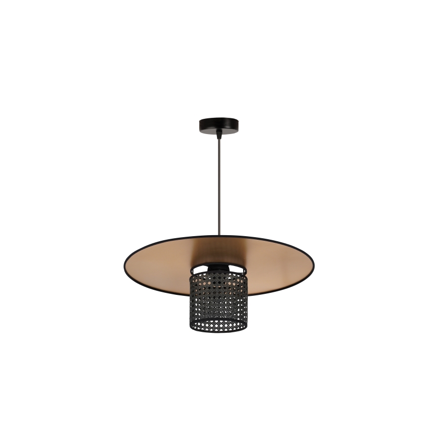 Duolla - Csillár zsinóron TOKYO RATTAN 1xE27/15W/230V átm. 50 cm arany/fekete