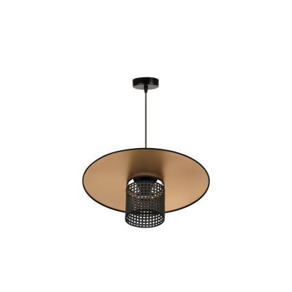 Duolla - Csillár zsinóron TOKYO RATTAN 1xE27/15W/230V átm. 50 cm arany/fekete