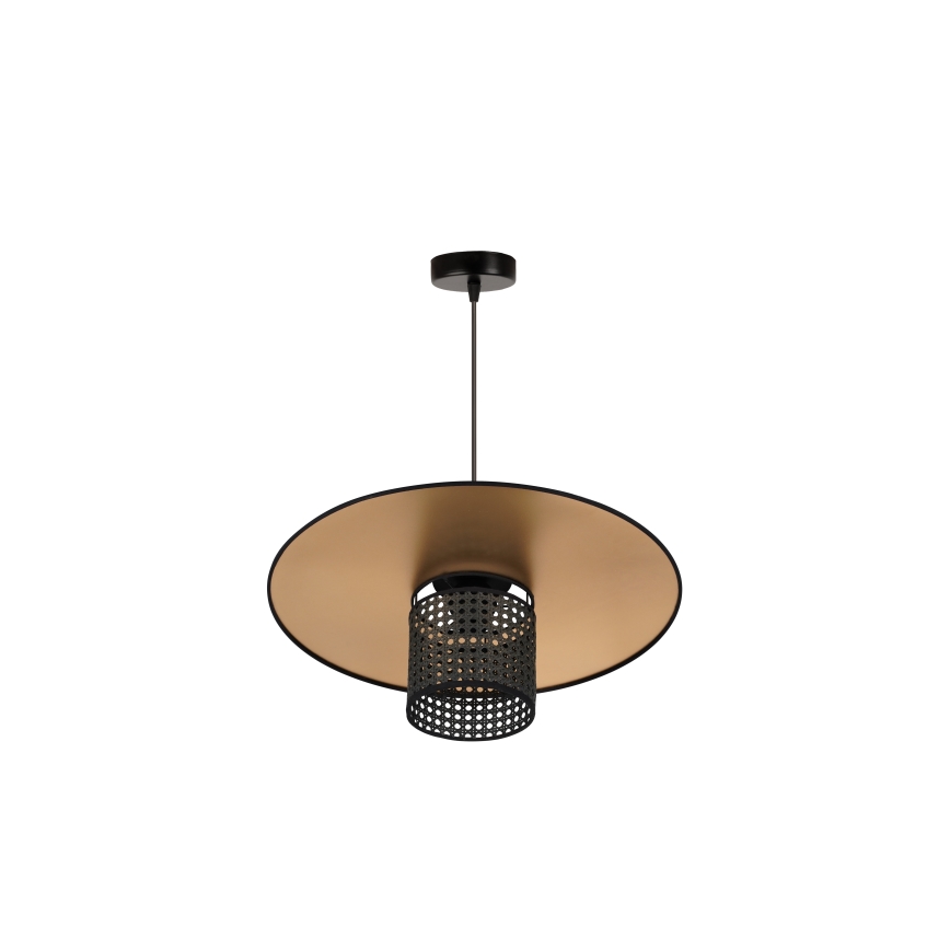 Duolla - Csillár zsinóron TOKYO RATTAN 1xE27/15W/230V átm. 50 cm arany/fekete