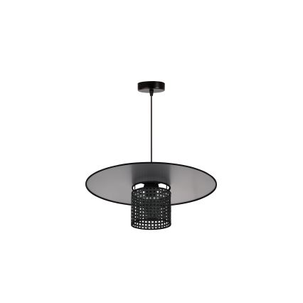 Duolla - Csillár zsinóron TOKYO RATTAN 1xE27/15W/230V átm. 50 cm fekete/ezüst