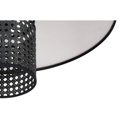 Duolla - Csillár zsinóron TOKYO RATTAN 1xE27/15W/230V átm. 50 cm fekete/ezüst