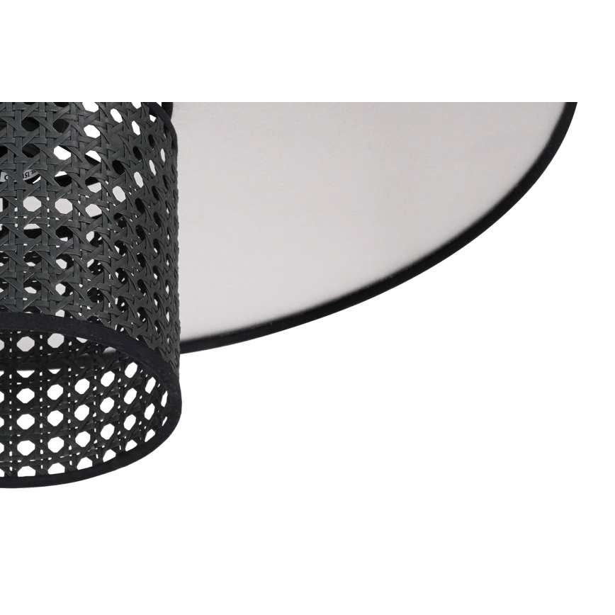 Duolla - Csillár zsinóron TOKYO RATTAN 1xE27/15W/230V átm. 50 cm fekete/ezüst