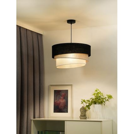 Duolla - Csillár zsinóron TRIO 1xE27/15W/230V átm. 45 cm fekete/szürke/fehér