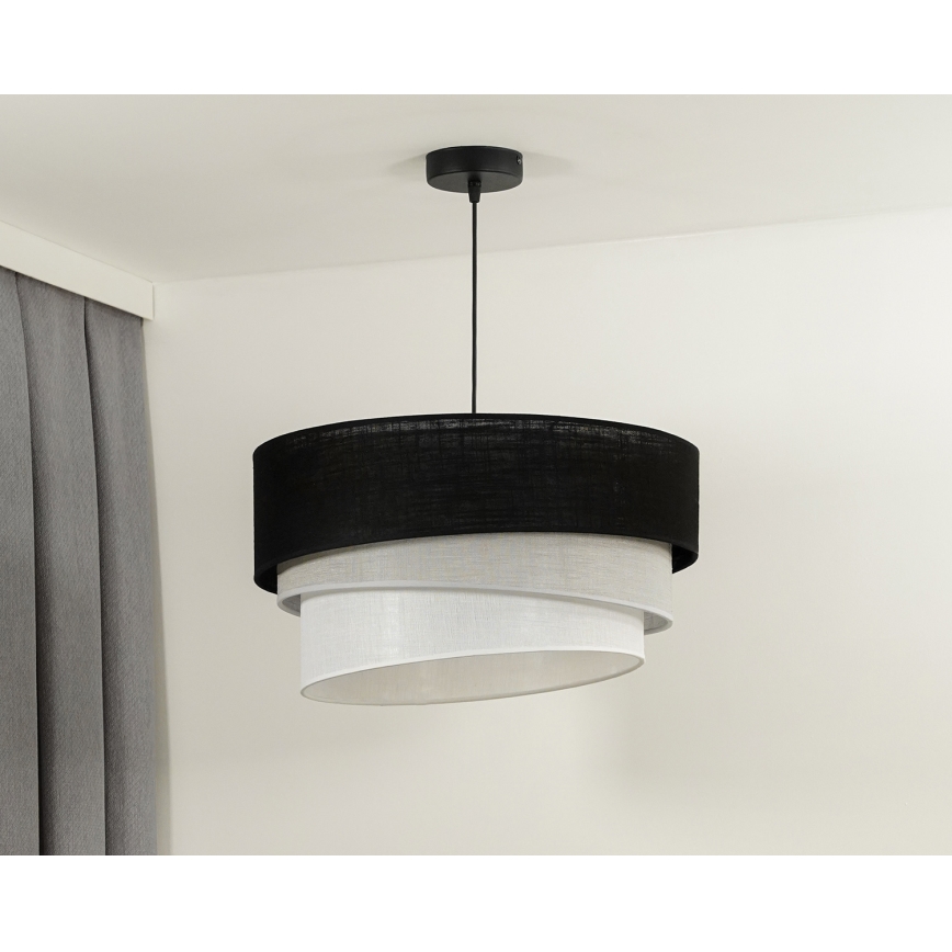 Duolla - Csillár zsinóron TRIO 1xE27/15W/230V átm. 45 cm fekete/szürke/fehér