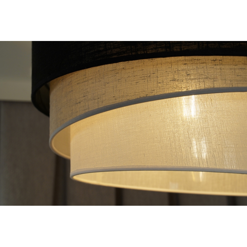 Duolla - Csillár zsinóron TRIO 1xE27/15W/230V átm. 45 cm fekete/szürke/fehér