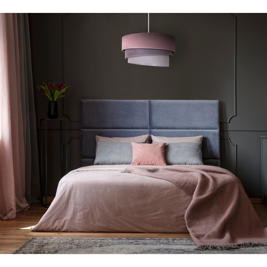 Duolla - Csillár zsinóron TRIO 1xE27/15W/230V átm. 45 cm rózsaszín/szürke/fehér