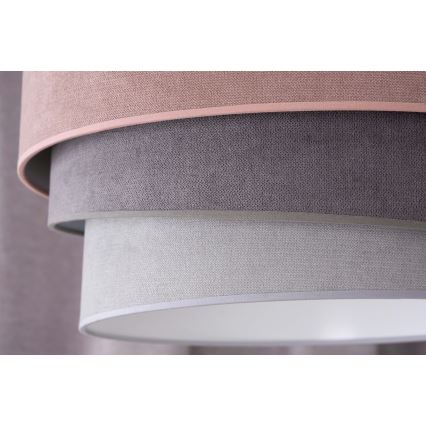 Duolla - Csillár zsinóron TRIO 1xE27/15W/230V átm. 45 cm rózsaszín/szürke/fehér