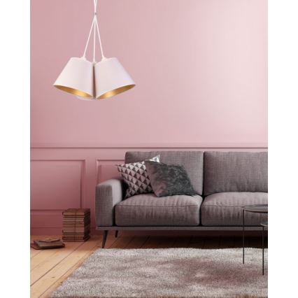 Duolla - Csillár zsinóron TWIGGY 3xE27/40W/230V átm. 60 cm fehér