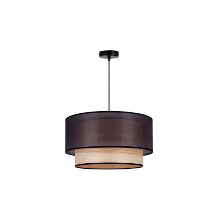 Duolla - Csillár zsinóron WOOD BOHO 1xE27/15W/230V átm. 45 cm fekete/bézs