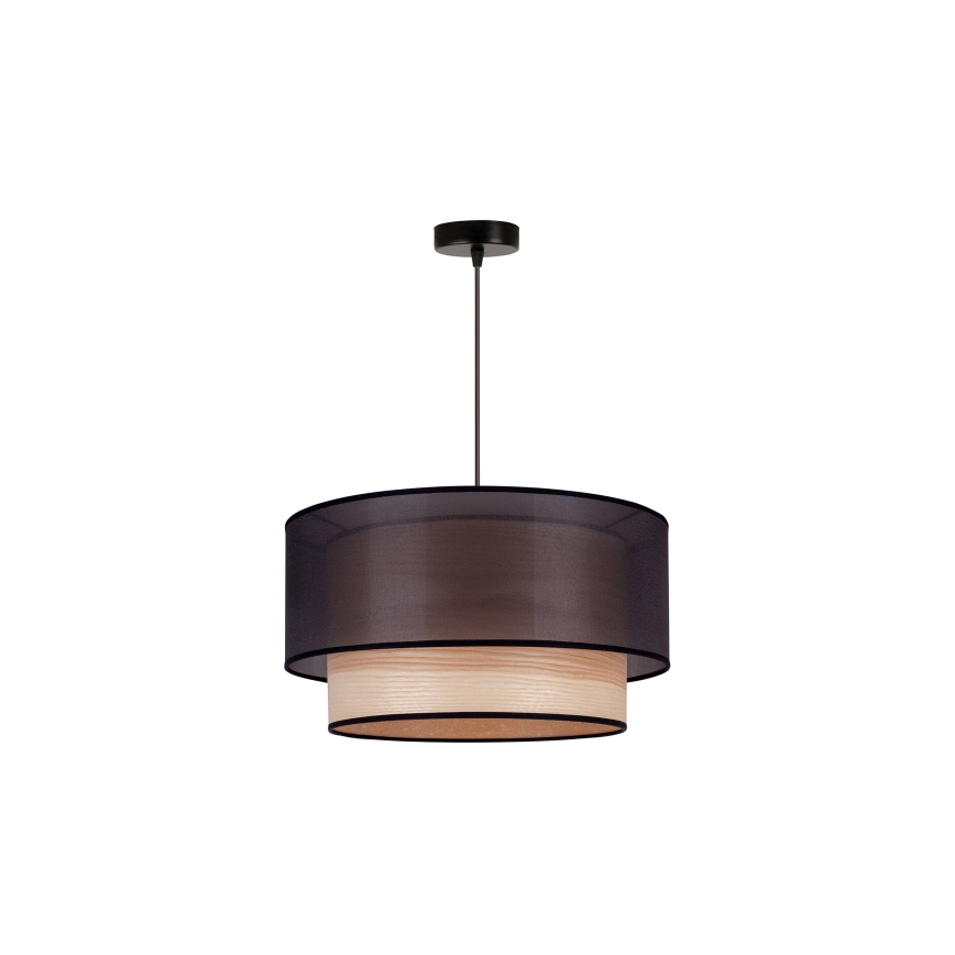 Duolla - Csillár zsinóron WOOD BOHO 1xE27/15W/230V átm. 45 cm fekete/bézs