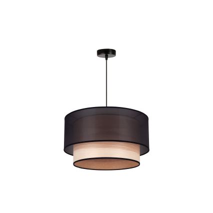 Duolla - Csillár zsinóron WOOD BOHO 1xE27/15W/230V átm. 45 cm fekete/bézs