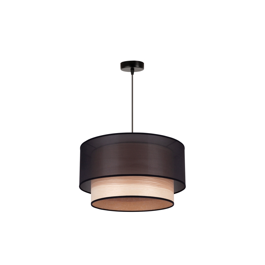 Duolla - Csillár zsinóron WOOD BOHO 1xE27/15W/230V átm. 45 cm fekete/bézs