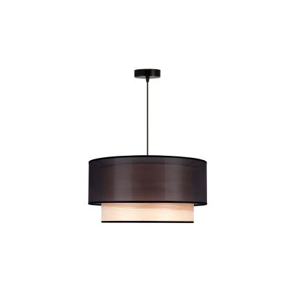 Duolla - Csillár zsinóron WOOD BOHO 1xE27/15W/230V átm. 45 cm fekete/bézs