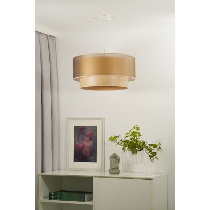 Duolla - Csillár zsinóron WOOD BOHO 1xE27/15W/230V átm. 45 cm réz/bézs