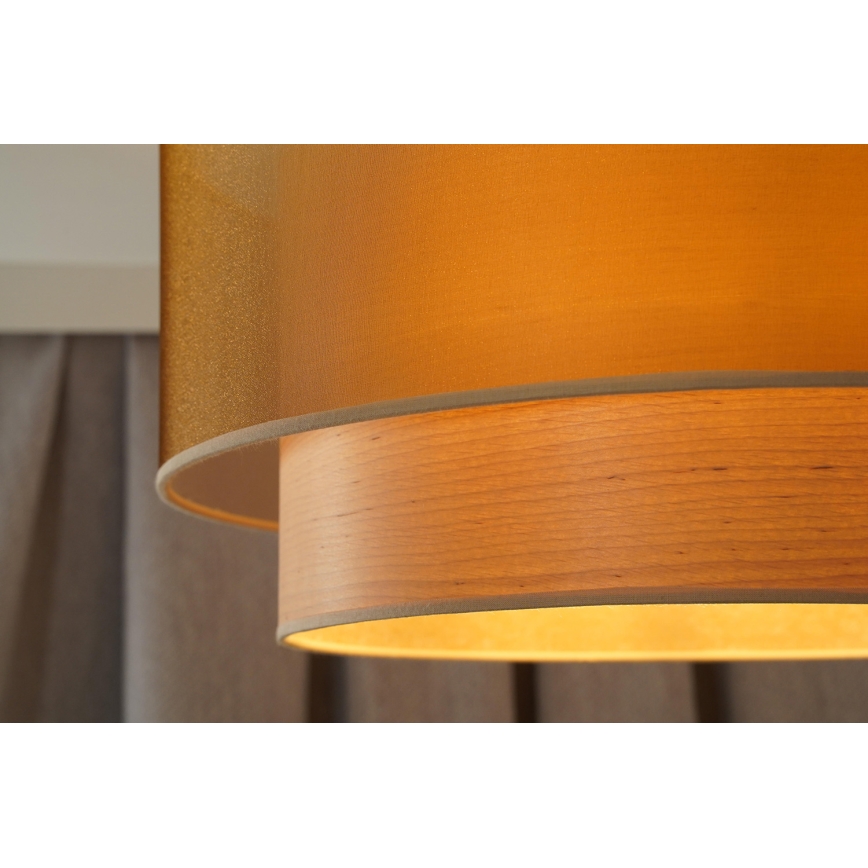 Duolla - Csillár zsinóron WOOD BOHO 1xE27/15W/230V átm. 45 cm réz/bézs