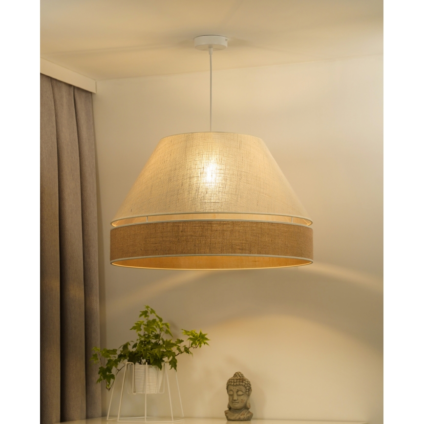 Duolla - Csillár zsinóron YUTE AVIGNON 1xE27/15W/230V átm. 60 cm szürke/barna