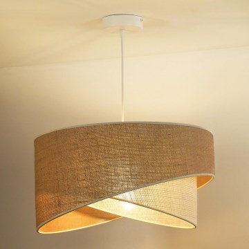 Duolla - Csillár zsinóron YUTE CELLO 1xE27/15W/230V átm. 45 cm barna/szürke