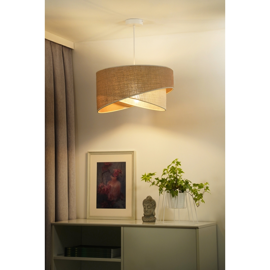 Duolla - Csillár zsinóron YUTE CELLO 1xE27/15W/230V átm. 45 cm barna/szürke