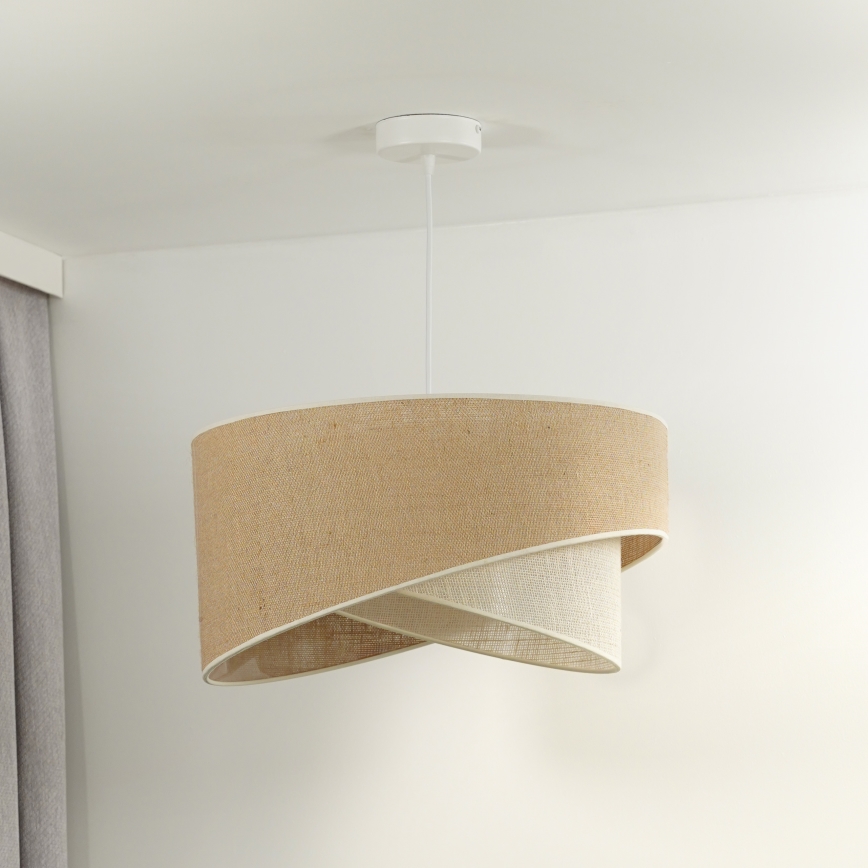 Duolla - Csillár zsinóron YUTE CELLO 1xE27/15W/230V átm. 45 cm barna/szürke