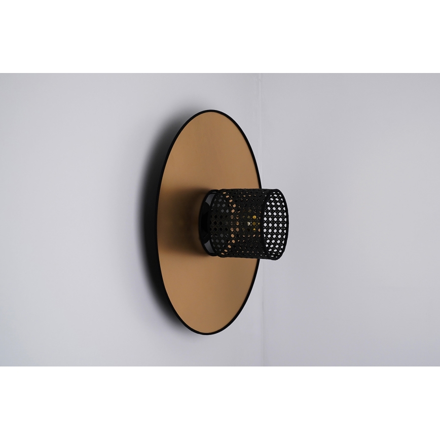 Duolla - Fali lámpa TOKYO RATTAN 1xE27/15W/230V átm. 50 cm arany/fekete