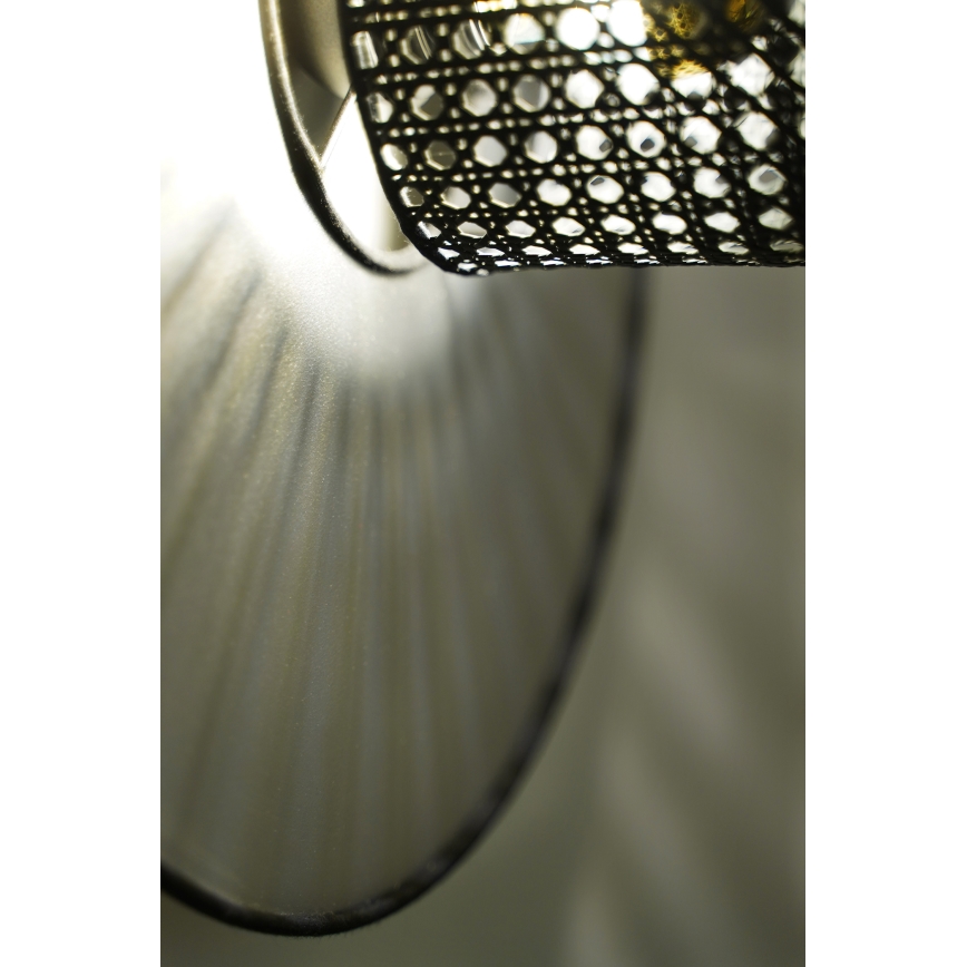 Duolla - Fali lámpa TOKYO RATTAN 1xE27/15W/230V átm. 50 cm ezüst/fekete