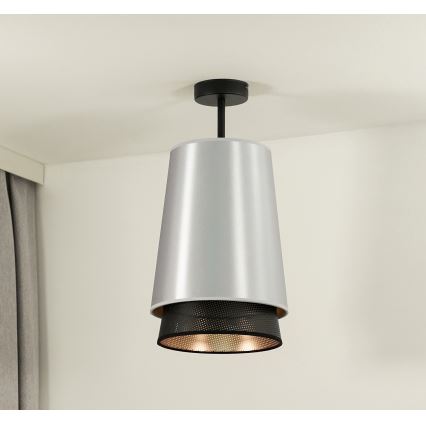 Duolla - Felületre szerelhető csillár BELL SHINY 1xE27/15W/230V átm. 25 cm ezüst/fekete