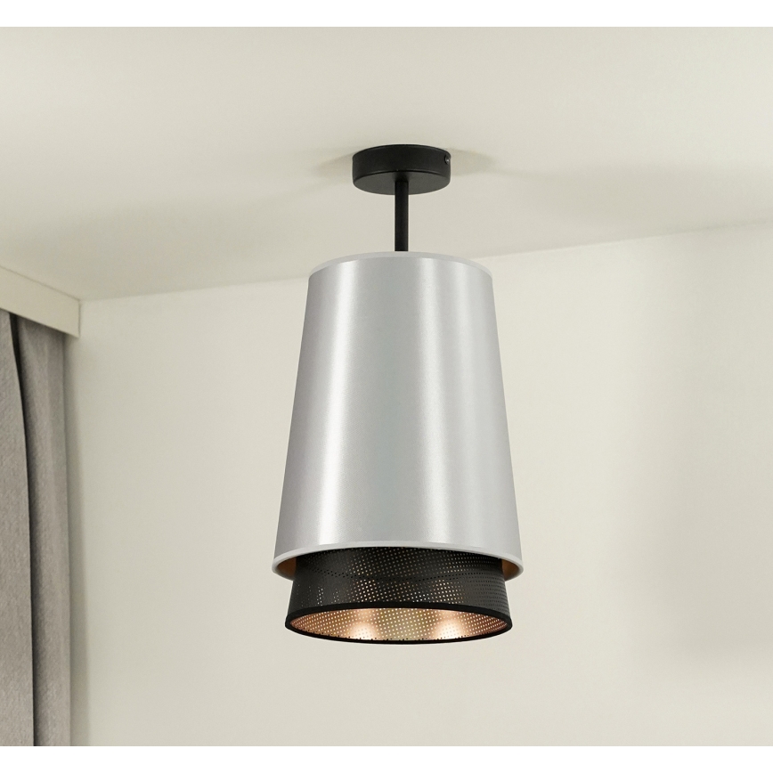 Duolla - Felületre szerelhető csillár BELL SHINY 1xE27/15W/230V átm. 25 cm ezüst/fekete