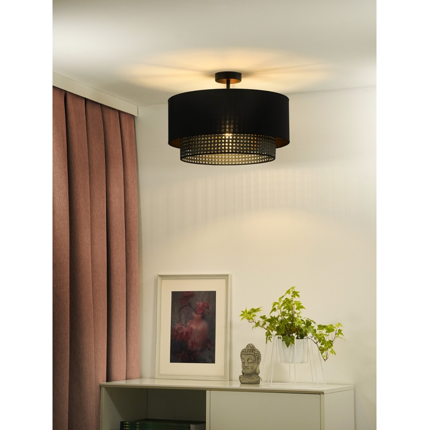 Duolla - Felületre szerelhető csillár BOHO RATTAN 1xE27/15W/230V átm. 45 cm fekete