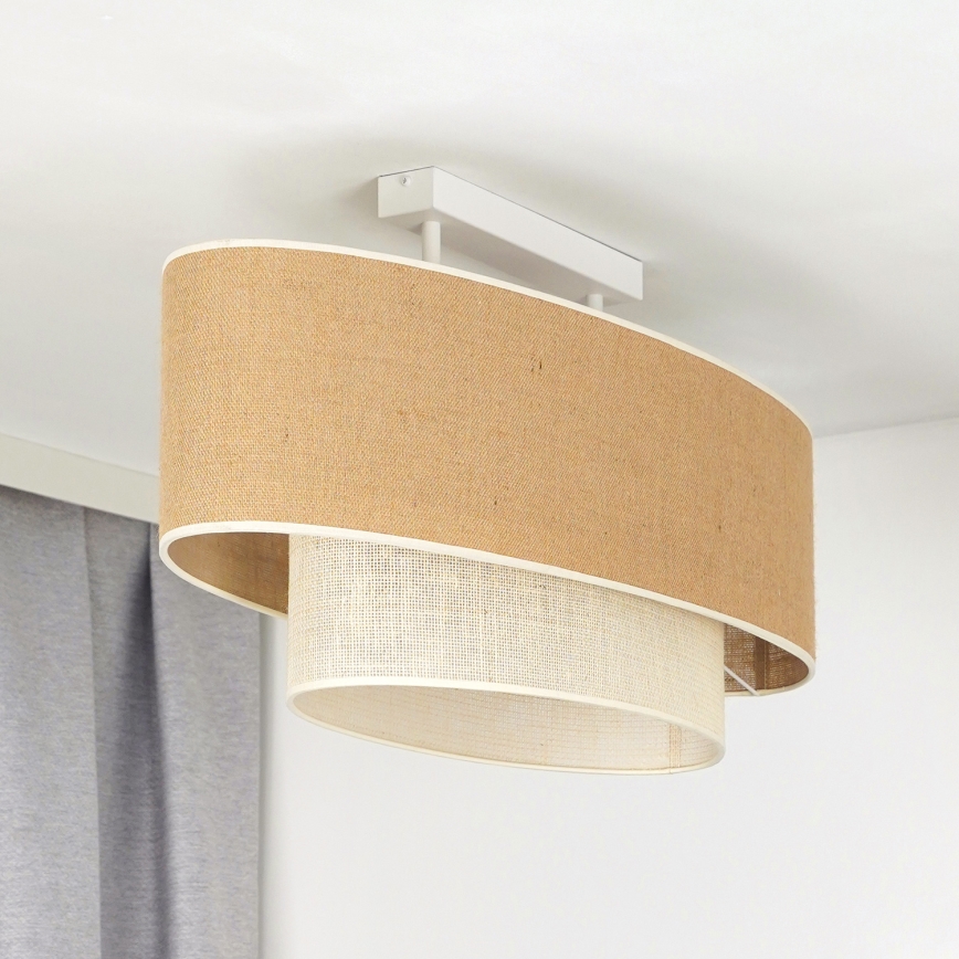 Duolla - Felületre szerelhető csillár DOUBLE OVAL YUTE 2xE27/15W/230V barna/krémes