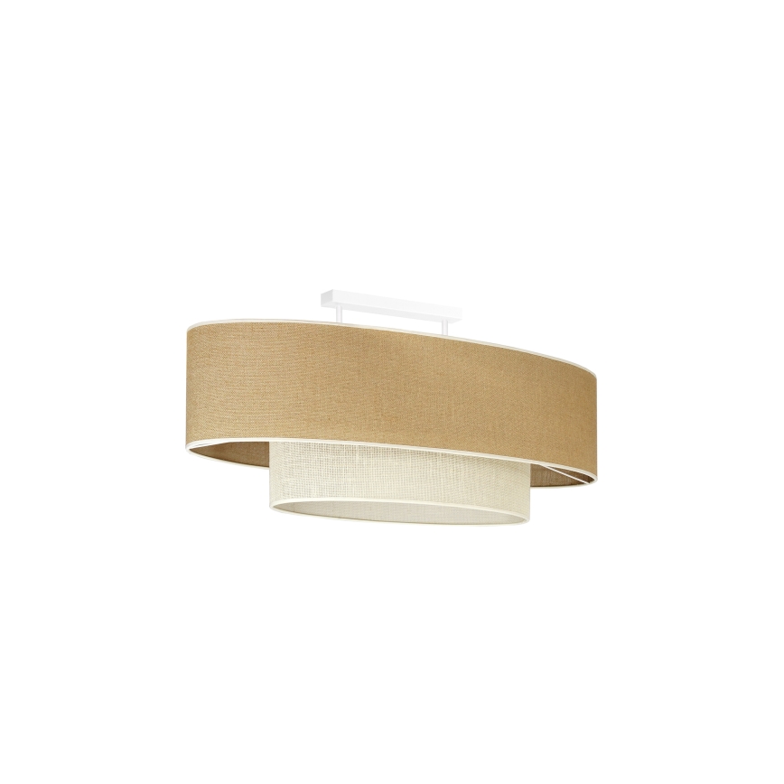 Duolla - Felületre szerelhető csillár DOUBLE OVAL YUTE 2xE27/15W/230V barna/krémes