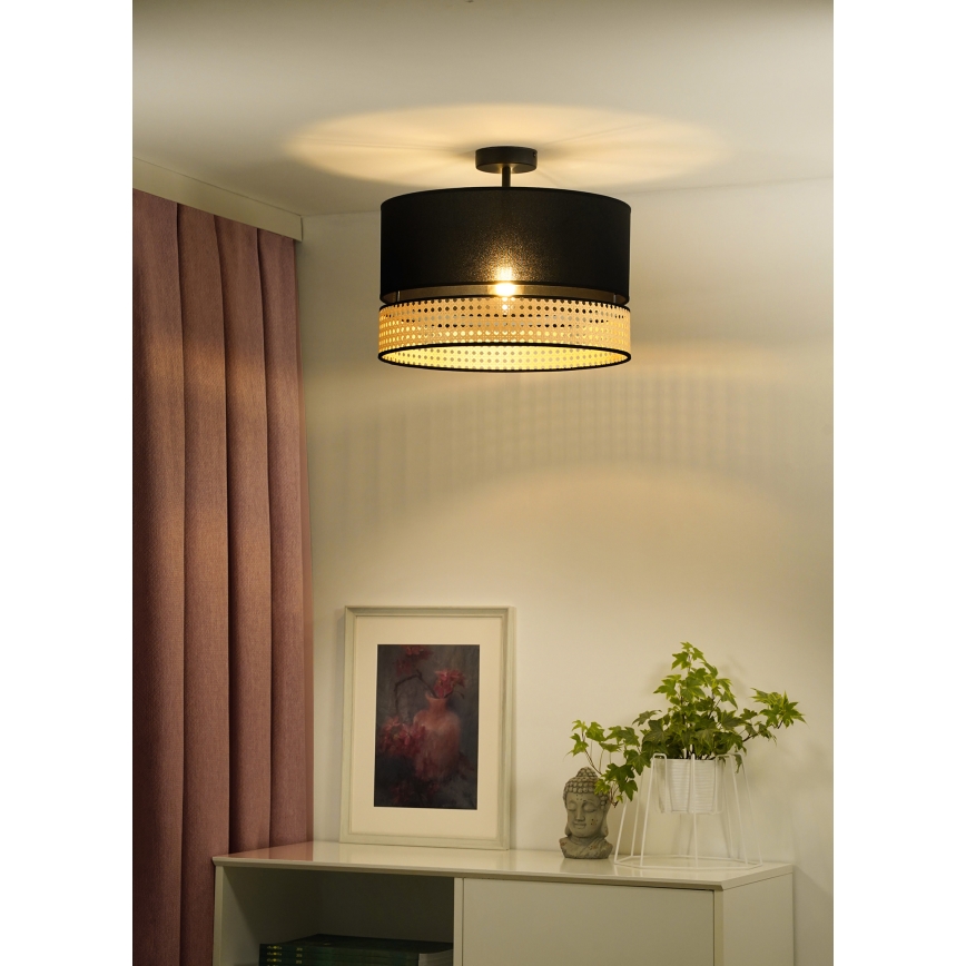 Duolla - Felületre szerelhető csillár DOUBLE RATTAN 1xE27/15W/230V átm. 40 cm fekete/bézs