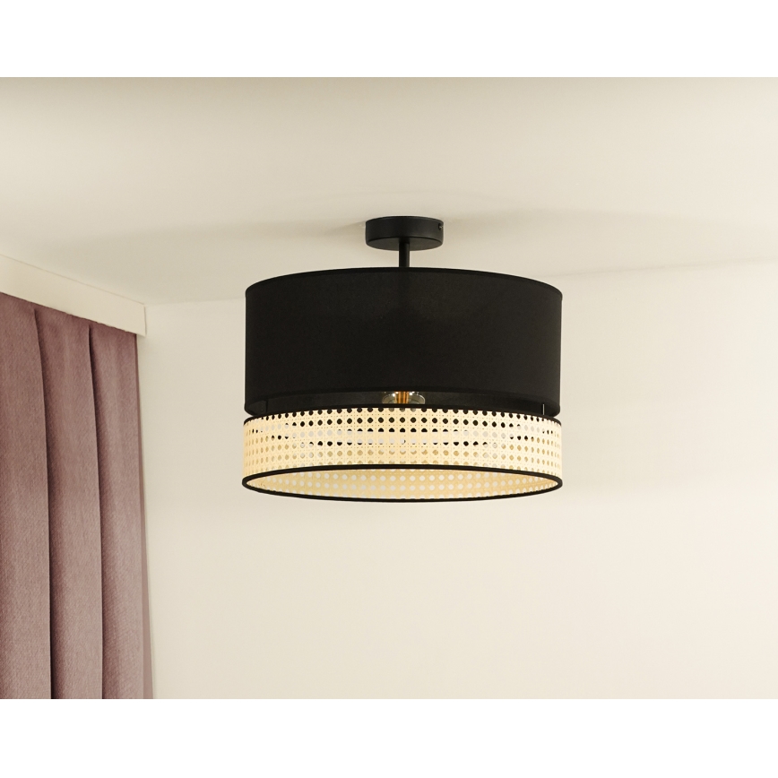Duolla - Felületre szerelhető csillár DOUBLE RATTAN 1xE27/15W/230V átm. 40 cm fekete/bézs